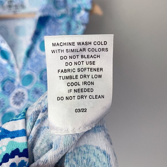 Ibkul Terra Print Sleeveless Ruffle Dress Size XS Seafoam Blue Mandala UPF 50+ - Picture 12 of 12